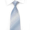 Renoma Men’s Rhinestone Silk Necktie Blue Trellis On White 