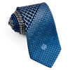 Renoma Mens Rhinestone Tie Blue Silver Geometric Checks On 