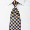 Renoma Mens Rhinestone Tie Gold Navy Checkered Silk With 