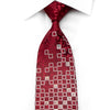 Renoma Men’s Rhinestone Tie Silver Squares On Red Acanthus 