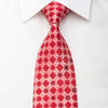 Renoma Men’s Silk Necktie Geometric Circles On Red Sparkling