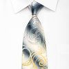 Renoma Men’s Silk Necktie Scrolls On Silver Sparkling With 