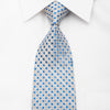 Renoma Men’s Silk Necktie Silver Circles On Blue Sparkling 