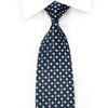 Renoma Men’s Silk Necktie Silver Squares On Navy Sparkling 