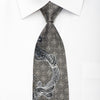 Renoma Men’s Silk Tie Silver Checker & Scrolls On Black 