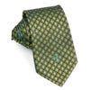 Renoma Neck Tie Green Quatrefoil On Dark Blue Silk With Dark