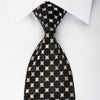 Renoma Rhinestone Necktie Black Geometric Dots On Silver 