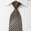 Renoma Rhinestone Necktie Gold Navy Checkered With Silver 