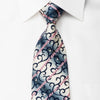 Renoma Rhinestone Necktie Pink Stripes & Blue Scrolls On 
