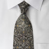 Renoma Rhinestone Necktie Silver Flur De Lis On Black Gold 