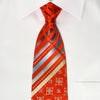 Renoma Rhinestone Necktie Silver Striped On Red With Silver 
