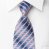 Renoma Rhinestone Necktie Striped On Blue With Silver 