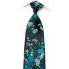 Renoma Rhinestone Silk Necktie Blue Floral on Navy With 