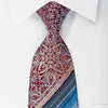 Renoma Rhinestone Silk Necktie Damask On Burgundy With 