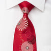Renoma Rhinestone Silk Necktie Geometric On Red With Silver 