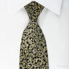 Renoma Rhinestone Silk Necktie Gold Anthemion On Navy With 