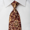 Renoma Rhinestone Silk Necktie Golden Floral On Brown With 