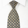 Renoma Rhinestone Silk Necktie Golden Foulard On Navy With 