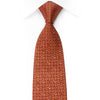 Renoma Rhinestone Silk Necktie Orange Geometric On Brown 