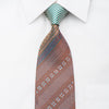 Renoma Rhinestone Silk Necktie Orange Turquoise Herringbone 