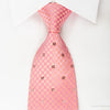 Renoma Rhinestone Silk Necktie Pink Checker With Silver 
