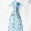 Renoma Rhinestone Silk Necktie Silver Checker On Blue With 