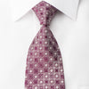 Renoma Rhinestone Silk Necktie Silver Circles On Burgundy 
