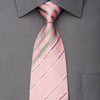 Renoma Rhinestone Silk Necktie Silver Striped On Pink With 