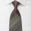 Renoma Rhinestone Silk Necktie Silver Stripes On Burgundy 