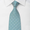 Renoma Rhinestone Silk Necktie Silver Turquoise Checkered 