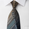 Renoma Rhinestone Woven Silk Necktie Floral On Blue With 