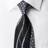 Renoma Silk Necktie Blue Waves On Black Sparkling With 