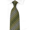 Renoma Silk Rhinestone Necktie Green Flur de Lis On Navy 