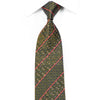Renoma Silk Rhinestone Necktie Green Geometric Orange 