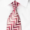 Renoma Silk Rhinestone Necktie Purple Zig Zags On Pink With 