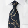 Renoma Silk Rhinestone Tie Golden Chains On Navy Blue With 