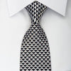 Renoma Silk Rhinestone Tie Silver Black Checkered With 