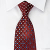Renoma Silk Tie Geometric Dots On Burgundy With Blue 