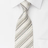 Renoma White Silk Rhinestone Tie Silver Stripes On White 