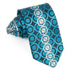 Roberta di Camerino Tie Silver Turquoise Circles On Navy 