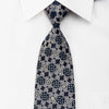 Rogers Dail Mens Rhinestone Necktie Silver Floral On Navy 