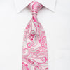 Rogers Dail Men’s Rhinestone Silk Necktie Paisley On Pink 