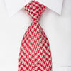 Rogers Dail Men’s Silk Necktie Red Silver Hounds Tooth With 