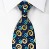 Rogers Dail Men’s Silk Necktie Spirals On Blue With 