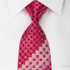 Rogers Dail Rhinestone Silk Necktie Silver Checkered & Dots 