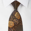 Rogers Dail Silk Necktie Orange Yellow Floral On Black With 