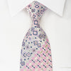 Rogers Dail Silk Necktie Pink Silver Geometric Checker With 