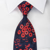 Rogers Dail Silk Necktie Red Floral On Blue Sparkling With 