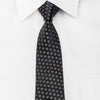 Roygen Men’s Silk Skinny Necktie Silver Circles On Black - 1