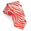 Silk Neck Tie By MCM Red Zebra Stripes Design On White With 